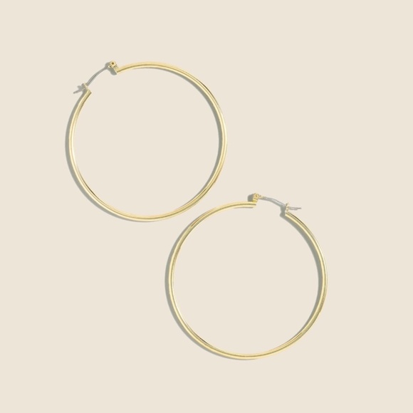 New JCREW Antique Gold Hoop Earrings $25 G3478 - Picture 1 of 3